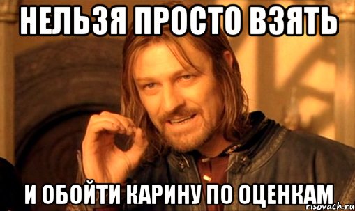 нельзя просто взять и обойти карину по оценкам, Мем Нельзя просто так взять и (Боромир мем)