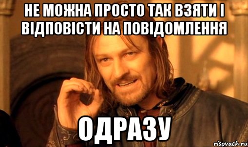 не можна просто так взяти і відповісти на повідомлення одразу, Мем Нельзя просто так взять и (Боромир мем)