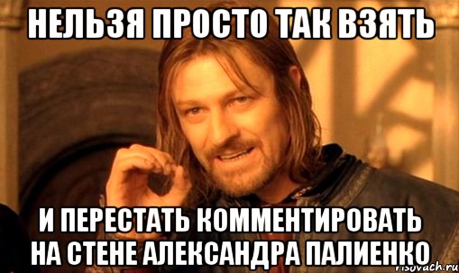 нельзя просто так взять и перестать комментировать на стене александра палиенко, Мем Нельзя просто так взять и (Боромир мем)