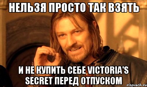 нельзя просто так взять и не купить себе victoria's secret перед отпуском, Мем Нельзя просто так взять и (Боромир мем)