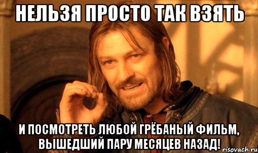 нельзя просто так взять и посмотреть любой грёбаный фильм, вышедший пару месяцев назад!, Мем Нельзя просто так взять и (Боромир мем)