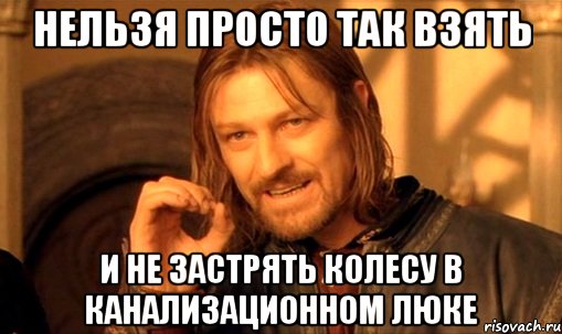 нельзя просто так взять и не застрять колесу в канализационном люке, Мем Нельзя просто так взять и (Боромир мем)