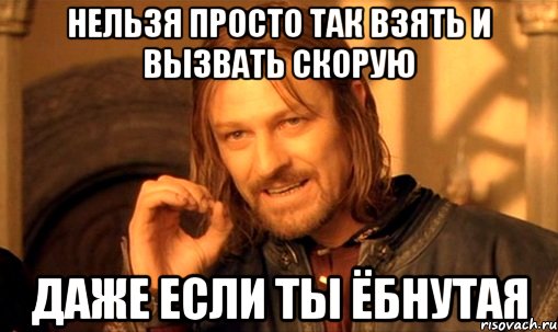 нельзя просто так взять и вызвать скорую даже если ты ёбнутая, Мем Нельзя просто так взять и (Боромир мем)