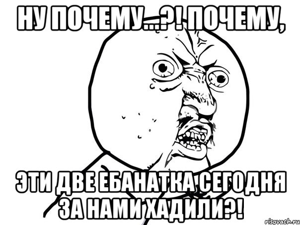 ну почему...?! почему, эти две ебанатка сегодня за нами хадили?!, Мем Ну почему (белый фон)