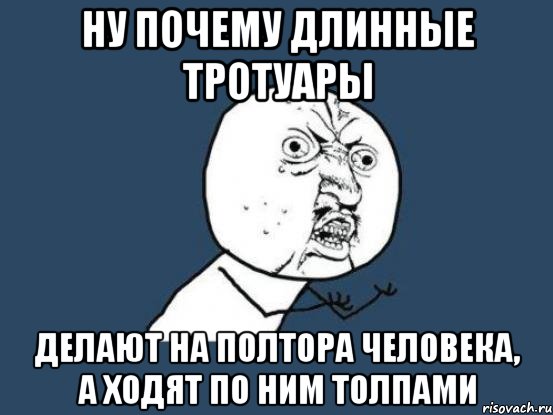 ну почему длинные тротуары делают на полтора человека, а ходят по ним толпами, Мем Ну почему