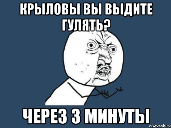 крыловы вы выдите гулять? через 3 минуты, Мем Ну почему