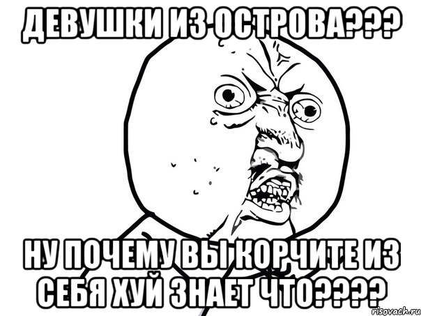 девушки из острова??? ну почему вы корчите из себя хуй знает что???, Мем Ну почему (белый фон)