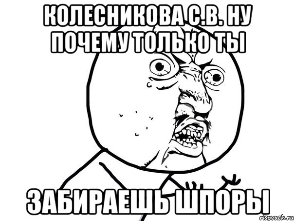 колесникова с.в. ну почему только ты забираешь шпоры, Мем Ну почему (белый фон)