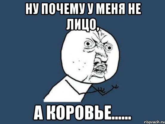 ну почему у меня не лицо, а коровье......, Мем Ну почему