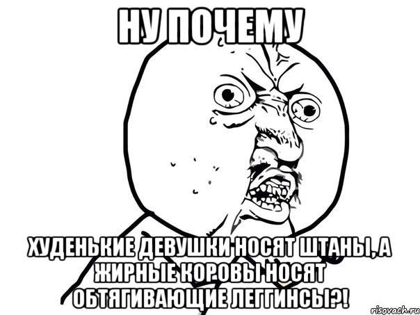 ну почему худенькие девушки носят штаны, а жирные коровы носят обтягивающие леггинсы?!