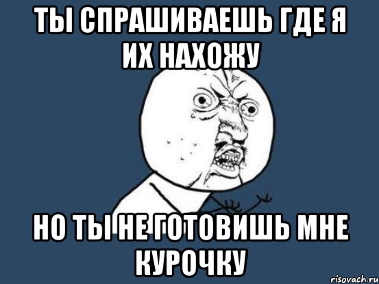 ты спрашиваешь где я их нахожу но ты не готовишь мне курочку, Мем Ну почему