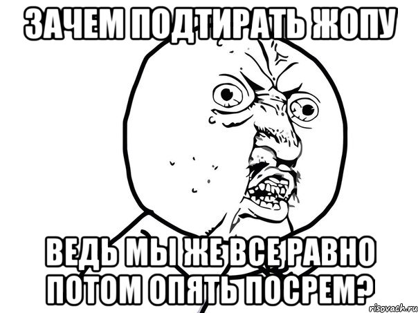 зачем подтирать жопу ведь мы же все равно потом опять посрем?, Мем Ну почему (белый фон)