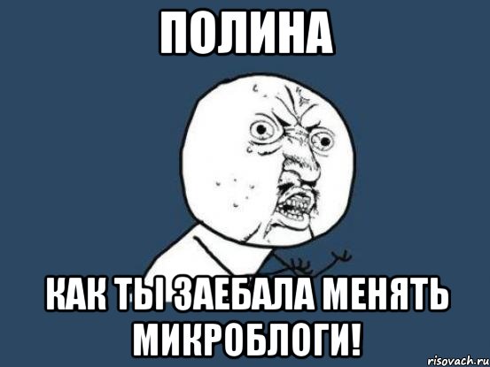 полина как ты заебала менять микроблоги!, Мем Ну почему