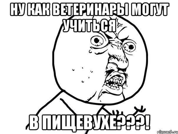 ну как ветеринары могут учиться в пищевухе???!, Мем Ну почему (белый фон)