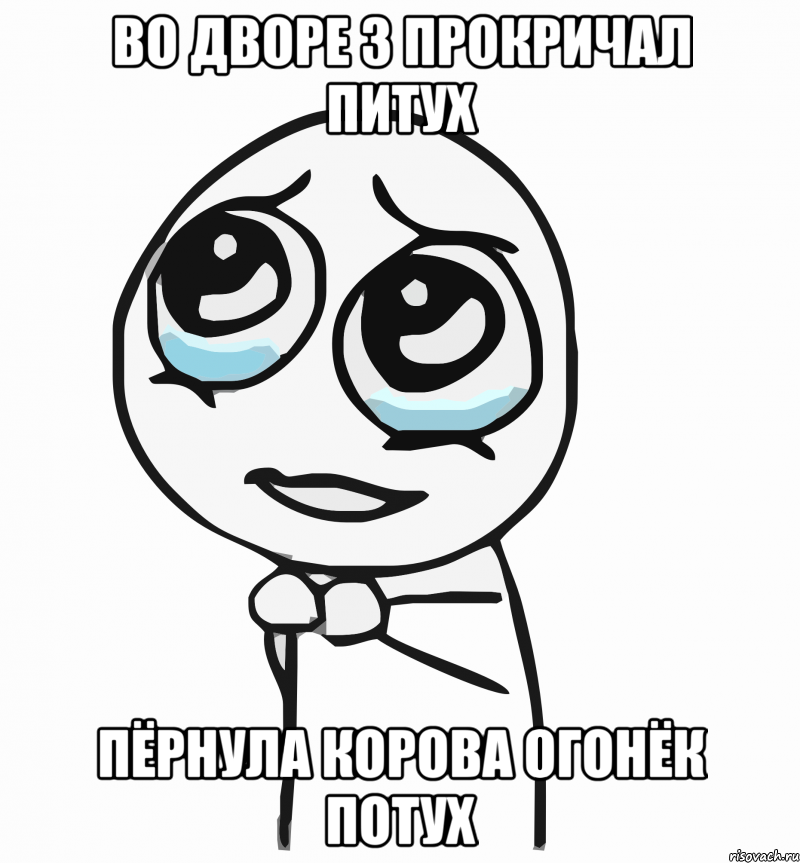 во дворе 3 прокричал питух пёрнула корова огонёк потух, Мем  ну пожалуйста (please)