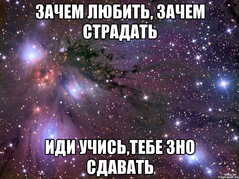 зачем любить, зачем страдать иди учись,тебе зно сдавать, Мем Космос