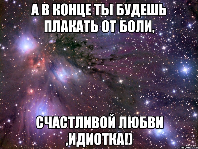 а в конце ты будешь плакать от боли, счастливой любви ,идиотка!), Мем Космос