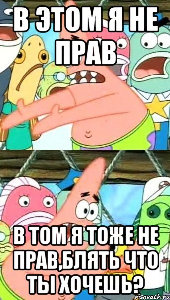 в этом я не прав в том я тоже не прав,блять что ты хочешь?, Мем Патрик (берешь и делаешь)