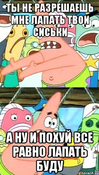 ты не разрешаешь мне лапать твои сиськи а ну и похуй все равно лапать буду, Мем Патрик (берешь и делаешь)