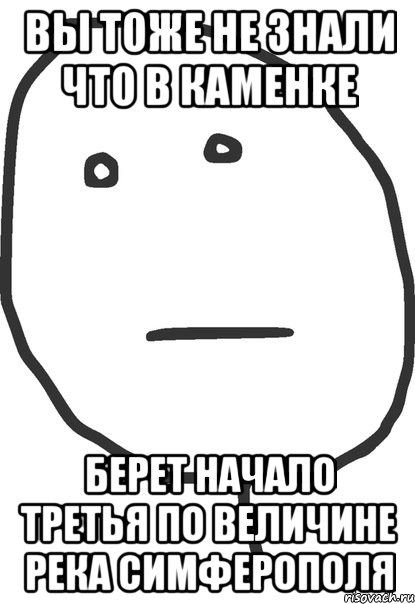 вы тоже не знали что в каменке берет начало третья по величине река симферополя, Мем покер фейс