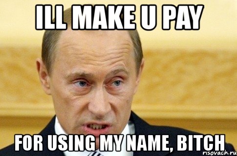 ill make u pay for using my name, bitch, Мем путин