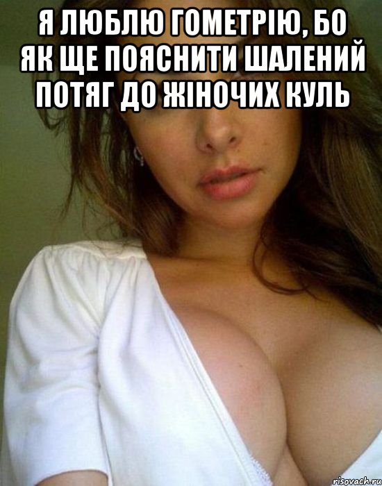я люблю гометрію, бо як ще пояснити шалений потяг до жіночих куль , Мем ркт6
