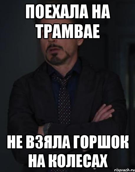 поехала на трамвае не взяла горшок на колесах, Мем твое выражение лица