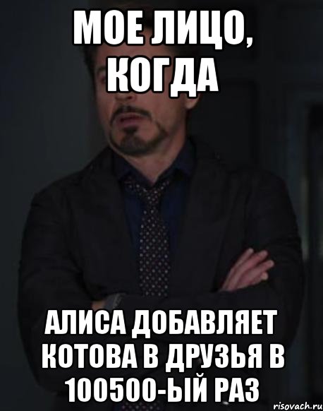 мое лицо, когда алиса добавляет котова в друзья в 100500-ый раз, Мем твое выражение лица