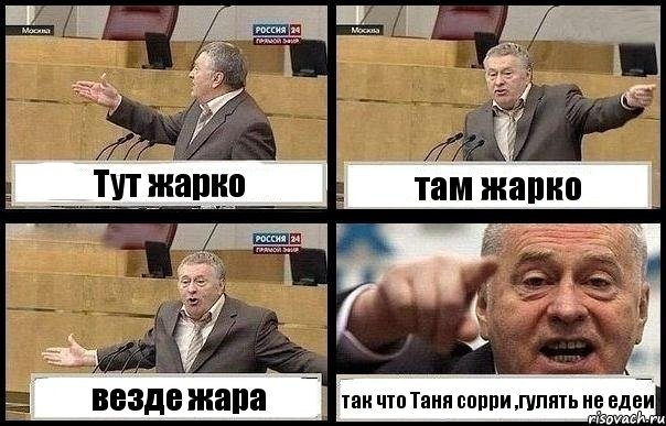 Тут жарко там жарко везде жара так что Таня сорри ,гулять не едеи
