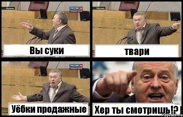 Вы суки твари Уёбки продажные Хер ты смотришь!?