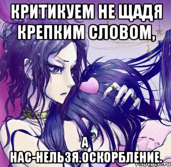 критикуем не щадя крепким словом, а нас-нельзя.оскорбление.