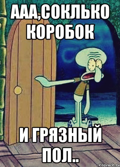 ааа,соклько коробок и грязный пол.., Мем сквид