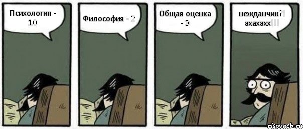 Психология - 10 Философия - 2 Общая оценка - 3 нежданчик?! ахахахх!!!, Комикс Staredad