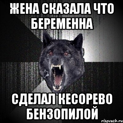 жена сказала что беременна сделал кесорево бензопилой, Мем Сумасшедший волк