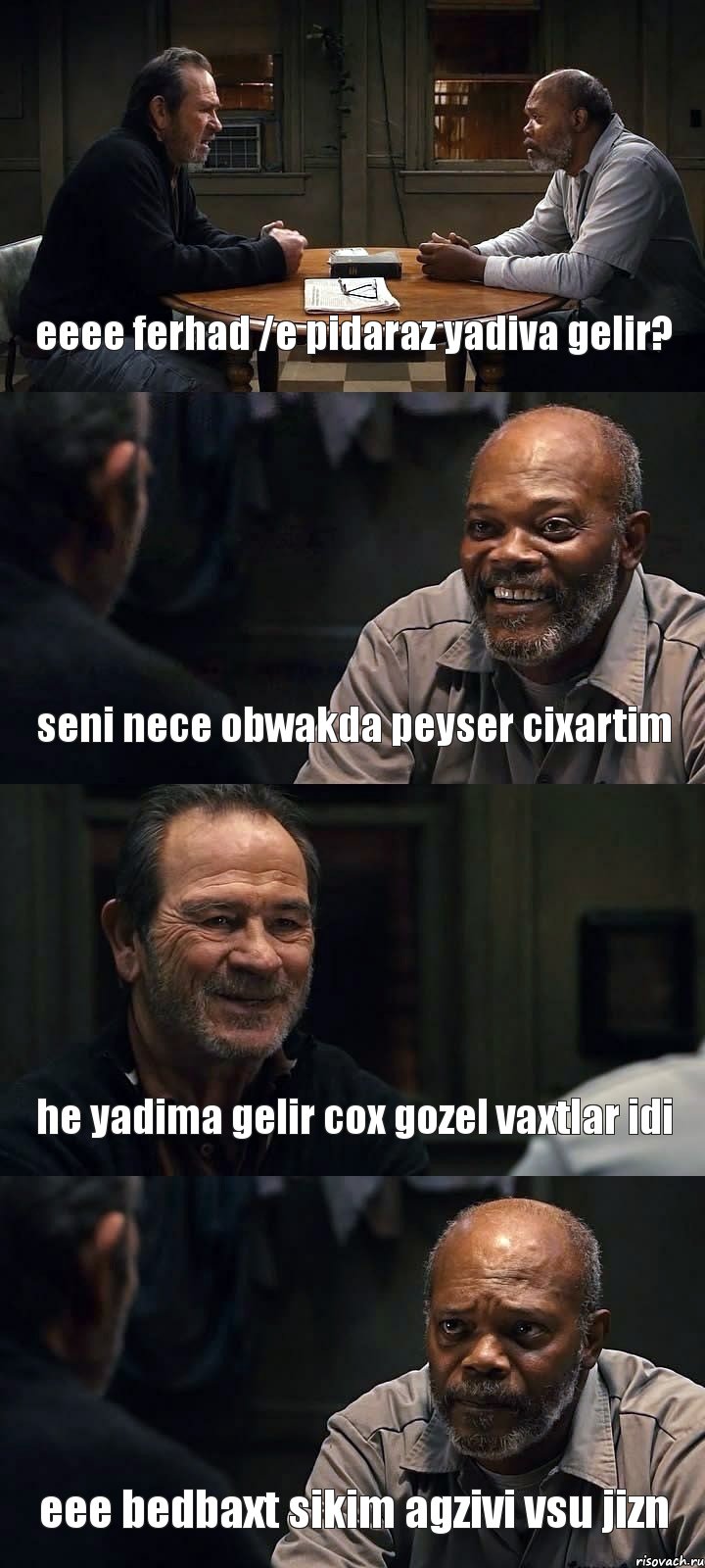 eeee ferhad /e pidaraz yadiva gelir? seni nece obwakda peyser cixartim he yadima gelir cox gozel vaxtlar idi eee bedbaxt sikim agzivi vsu jizn, Комикс The Sunset Limited