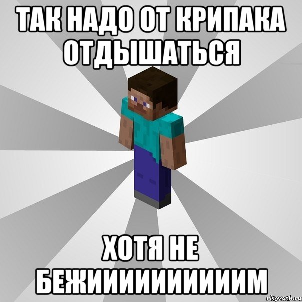 так надо от крипака отдышаться хотя не бежиииииииииим, Мем Типичный игрок Minecraft