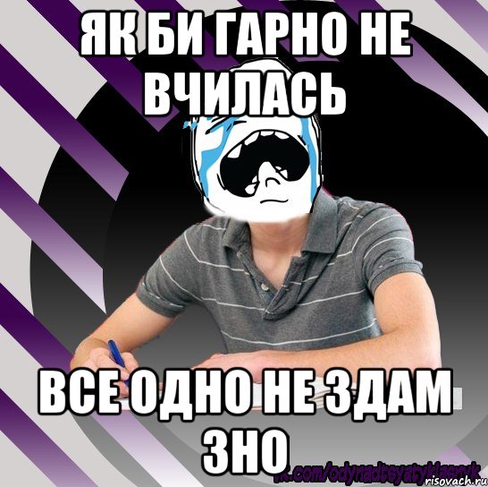 як би гарно не вчилась все одно не здам зно, Мем Типодинадцятикласник плачу