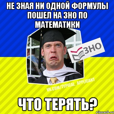 не зная ни одной формулы пошел на зно по математики что терять?, Мем Типовий абтурнт 2013