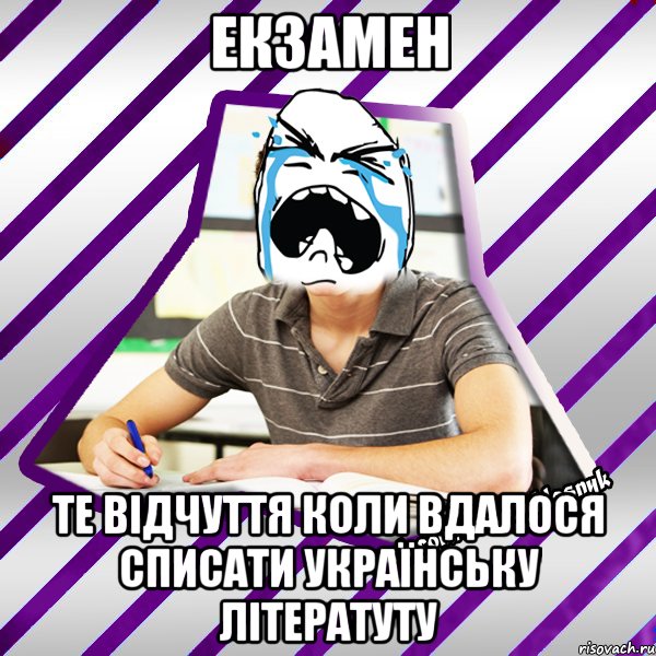 екзамен те відчуття коли вдалося списати українську літератуту, Мем Типовий девятикласник