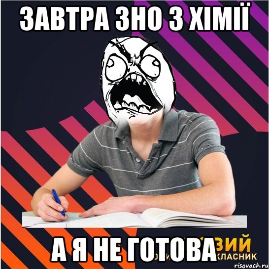 завтра зно з хімії а я не готова, Мем Типовий одинадцятикласник