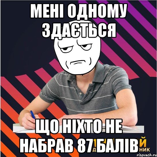 мені одному здається що ніхто не набрав 87 балів, Мем Типовий одинадцятикласник