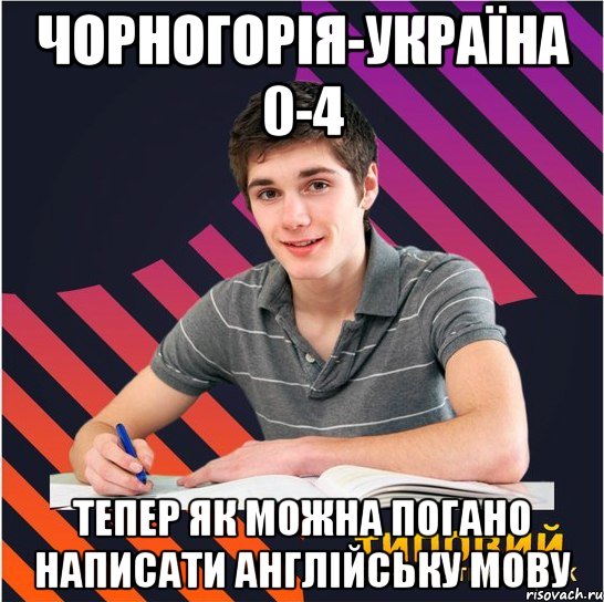 чорногорія-україна 0-4 тепер як можна погано написати англійську мову, Мем Типовий одинадцятикласник