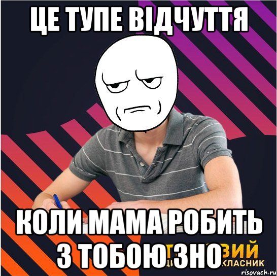 це тупе відчуття коли мама робить з тобою зно, Мем Типовий одинадцятикласник