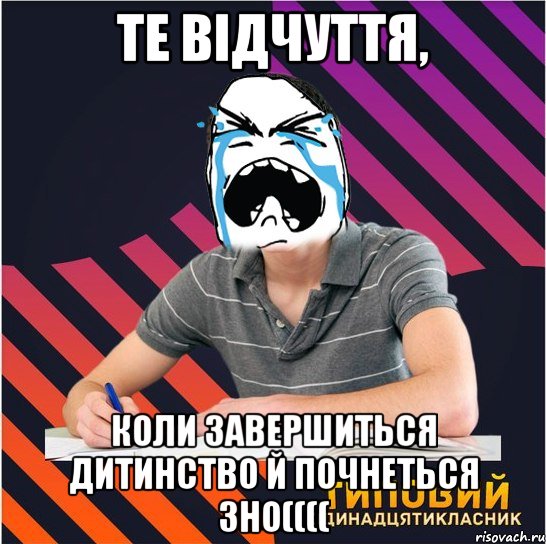 те відчуття, коли завершиться дитинство й почнеться зно((((, Мем Типовий одинадцятикласник