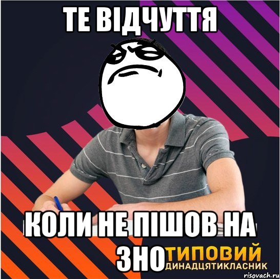 те відчуття коли не пішов на зно, Мем Типовий одинадцятикласник