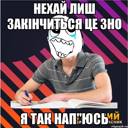 нехай лиш закінчиться це зно я так нап"юсь, Мем Типовий одинадцятикласник