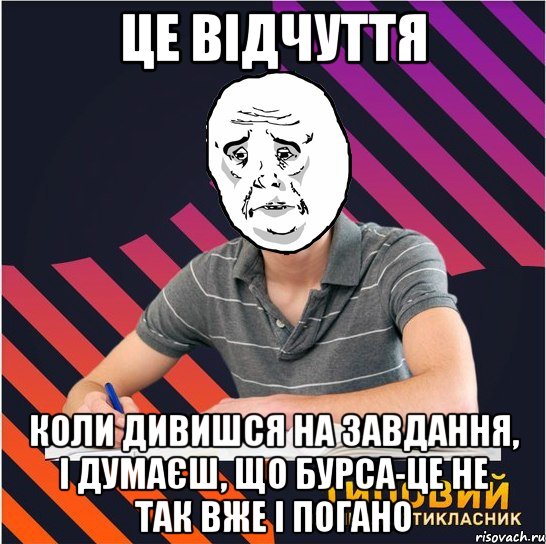 це відчуття коли дивишся на завдання, і думаєш, що бурса-це не так вже і погано, Мем Типовий одинадцятикласник