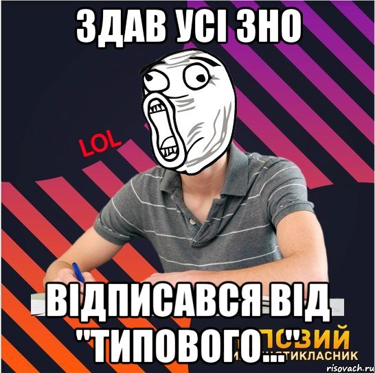 здав усі зно відписався від "типового...", Мем Типовий одинадцятикласник