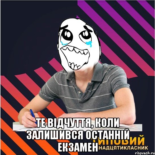  те відчуття, коли залишився останній екзамен, Мем Типовий одинадцятикласник