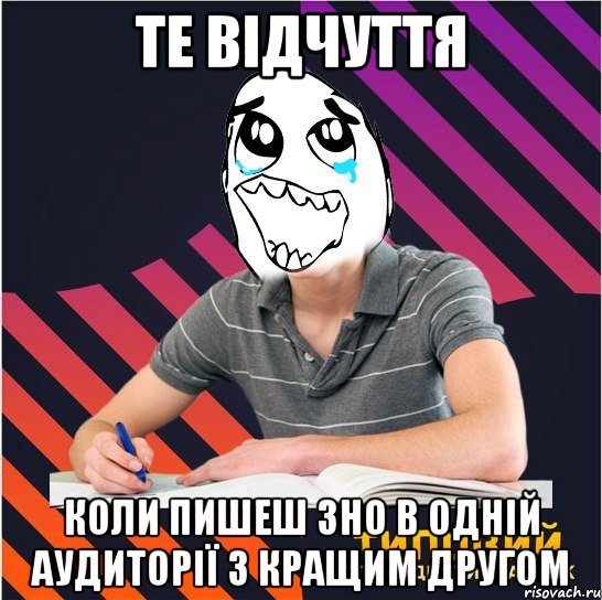 те відчуття коли пишеш зно в одній аудиторії з кращим другом, Мем Типовий одинадцятикласник